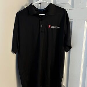 Port Authority Black Polo Shirt with Red Logo